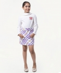 One Friday Off White Checks Dress For Kids Girls