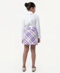 One Friday Off White Checks Dress For Kids Girls