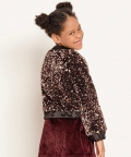 One Friday Brown Sequins Jacket For Kids Girls