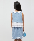 Blue And White Pleated Top