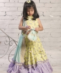 Yellow Animal Print Lehenga With Frills, Blouse