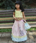 Butterfly Print Strappy Blouse, Potli Bag Set