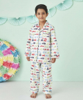 Car Cooper Print Notch Collared Nightsuit