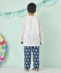 Whimsical Cat Print Round Neck Nightsuit