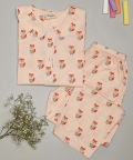 Peterpan Collar Furry Foxxy Print Nightsuit