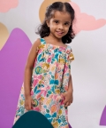 Jungle Bungle Printed Cotton Tie-Up Maxi Dress