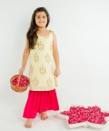 Yellow Boota Block Printed Kurta Set
