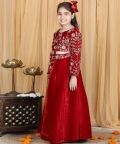 Velvet With Hand Embroidery On Blouse And Waist Belt