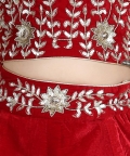 Velvet With Hand Embroidery On Blouse And Waist Belt