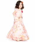 Girl Ivory Floral Print Lehenga Choli With Dupatta