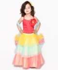 Girl Ruffled Lehenga Choli And Dupatta
