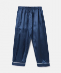Navy Blue Viscose With White Piping Nightsuit