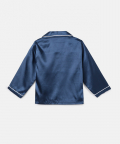 Navy Blue Viscose With White Piping Nightsuit