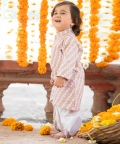 Gold Foil Front Open Kurta With Dhoti