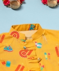 Yellow Fire Cracker Kurta Pajama Set