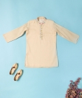 Beige Mirror Work Kurta With Pajama