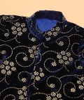 Deep Blue Velvet Sherwani Kurta 