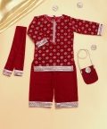Maroon Velvet Suit Set 