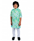 Green And White Kurta With White