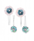 Green Floral Bob Pins