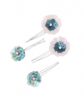 Green Floral Bob Pins