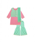 Green Gotta Jacket With Sharara Set