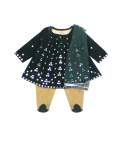 Green Velvet Ethnic Romper With Duppata For Girls