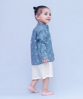SnuggleMe Boys Grey Chanderi Zari Dots Shirt with Shorts