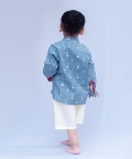 SnuggleMe Boys Grey Chanderi Zari Dots Shirt with Shorts