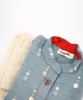 SnuggleMe Boys Grey Chanderi Zari Dots Shirt with Shorts