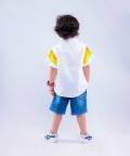 White Shirt with Green & Orange Stripes