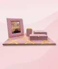 Hamper Includes Striped Pin Board , Photo Frame, Pencil Box, Pen Stand, Chocolates, Rakhi