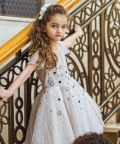 Hand Embroidered Beige Dress