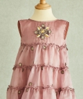 Hand Embroidered Flower Motif And Crochet Silk Organza Dress