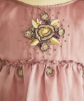 Hand Embroidered Flower Motif And Crochet Silk Organza Dress