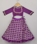 Hand Embroidered Purple Blouse And Ghagra