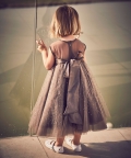 Hand Embroidered With Silk Organza Back Bow-Tie Dress