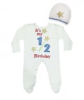 Half Birthday Unisex Romper with a cap