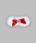 White Fur With Red Satin Bow On A Clip