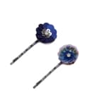 Floral Pins Blue And White-Set Of 2