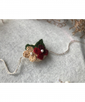 Small Flower Rakhi In Deep Red & Gold - 1 Pc