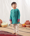 Turquoise Leheriya Short Kurta