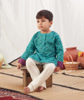 Turquoise Leheriya Short Kurta