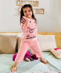 Girls Pink Stripe T-Shirt & Pyjama Set