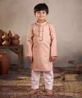 Peach Mirror Work Bird Kurta