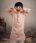 Peach Mirror Work Bird Kurta