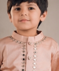 Peach Mirror Work Bird Kurta