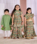 Green Fish Kalamkari Lehenga Set 