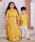 Yellow Parrot Anarkali Jacket Set 