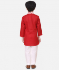 Attached Jacket Kurta Pajama For Boys-Red